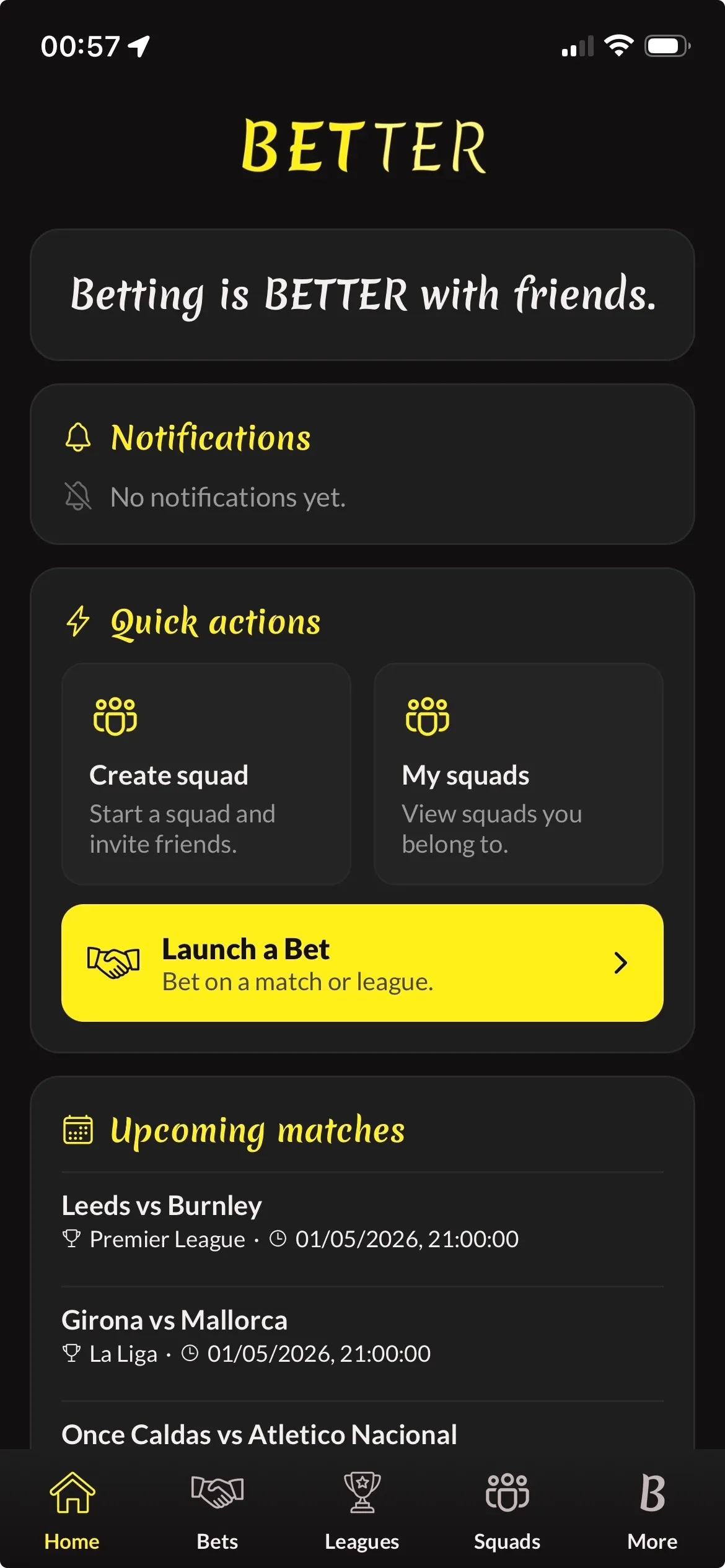 Better app — home screen